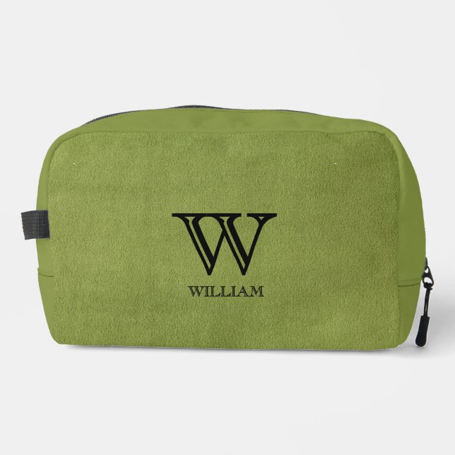 Trousse De Toilette Texture en cuir Nom du monogramme noir (Recto)