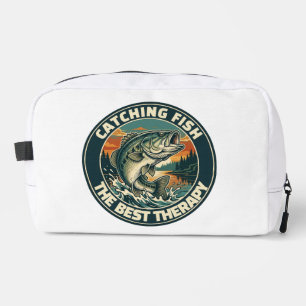 Trousse De Toilette Thérapie de pêche à la basse rétro Badge vintage