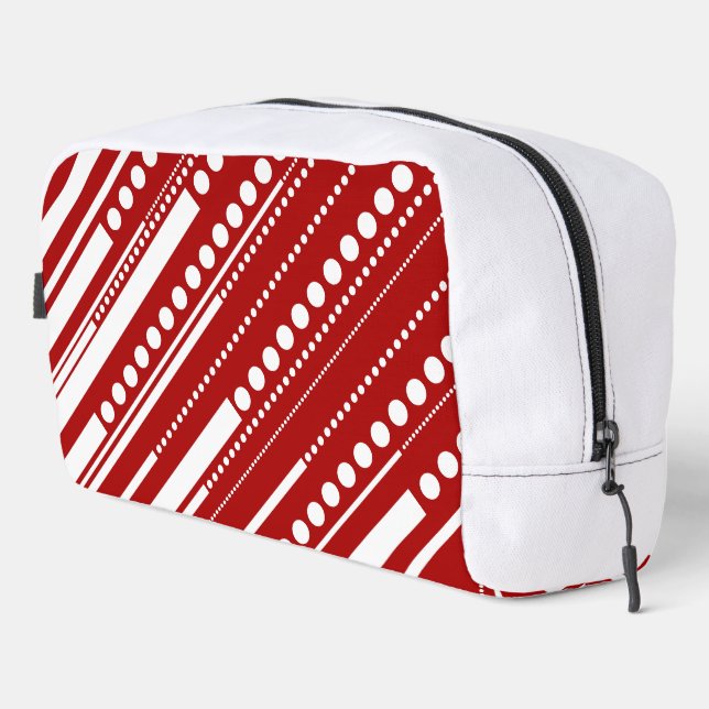 Trousse De Toilette Tirets et points rouges et blancs (Coin droit)