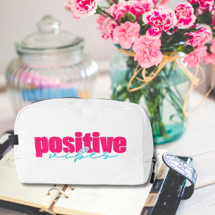Trousse De Toilette Tote à cosmétiques rose chaud et sarcelle Positive