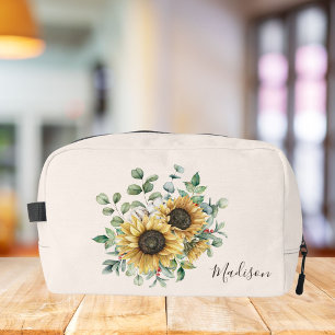 Trousse De Toilette Tournesol rustique vintage aquarelle monogrammé