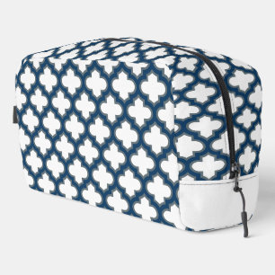 Trousse De Toilette Trellis bleu blanc et marine, treillis, Quatrefoil