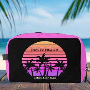 Trousse De Toilette Tropical Pink Palm Trees Custom Beach Girl
