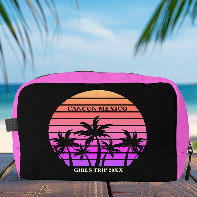 Trousse De Toilette Tropical Pink Palm Trees Custom Beach Girl (Créateur téléchargé)
