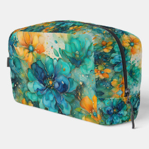 Trousse De Toilette Turquoise Blue or orange Floral *Personnaliser*