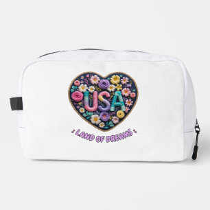 Trousse De Toilette USA Terre de Rêves Broderie Florale Art
