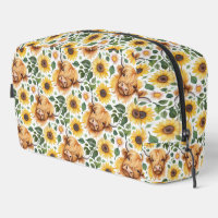 Vaches Highland et fleurs de tournesol jaune