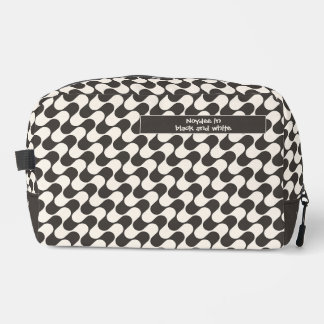 Trousse De Toilette Vagues Abstraites Noir et Blanc avec Texte