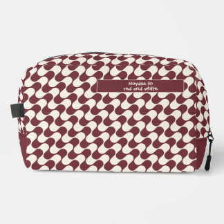 Trousse De Toilette Vagues abstraites rouges et blanches avec texte