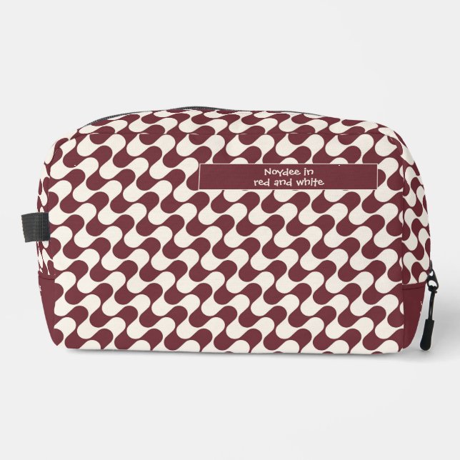 Trousse De Toilette Vagues abstraites rouges et blanches avec texte (Recto)