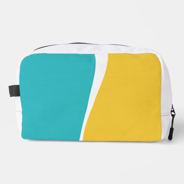 Trousse De Toilette Vagues simples 2 en turquoise, jaune et blanc (Recto)