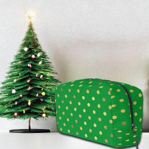 Trousse De Toilette Vert avec points de Parties scintillant or