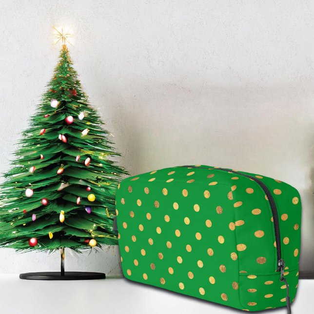 Trousse De Toilette Vert avec points de Parties scintillant or (Créateur téléchargé)