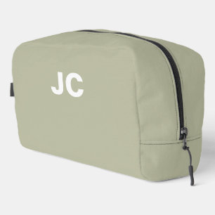 Trousse De Toilette Vert monogramme olive clair minimaliste moderne de