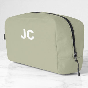 Trousse De Toilette Vert olive clair Monogramme Minimal Moderne Voyage
