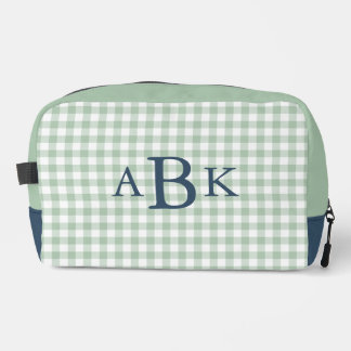 Trousse De Toilette Vert sauge Gingham Monogrammé