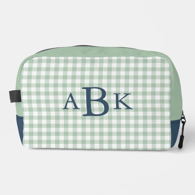 Trousse De Toilette Vert sauge Gingham Monogrammé (Recto)