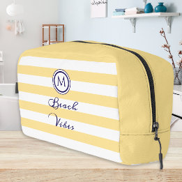 Trousse De Toilette Vibes de plage rayées jaunes et blanches Monogramm