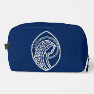 Trousse De Toilette Vierge Marie, dentelle blanche, bleu marine