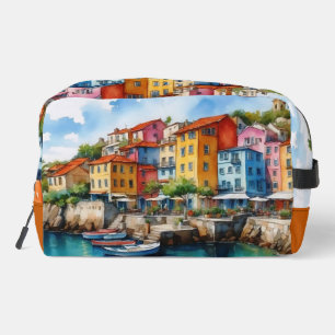 Trousse De Toilette Ville italienne Village Scape et bateaux en bois