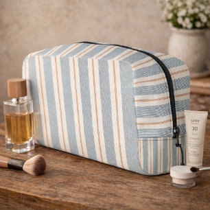 Trousse De Toilette Vintage bleu et marron français - Fermette neutre