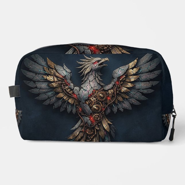 Trousse De Toilette Vintage Cyber-Phoenix:Aged Gold & Neon Mythic Bird (Recto)