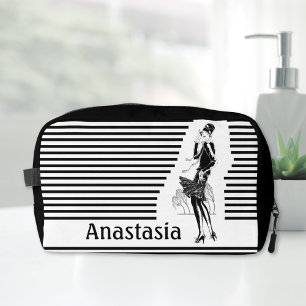 Trousse De Toilette Vintage dame en noir et blanc