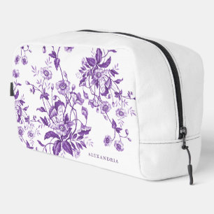 Trousse De Toilette Vintage Toile de Jouy Fleurie Violette pour une Ba