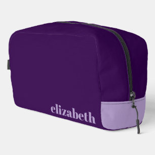 Trousse De Toilette Violet foncé avec nom violet pâle