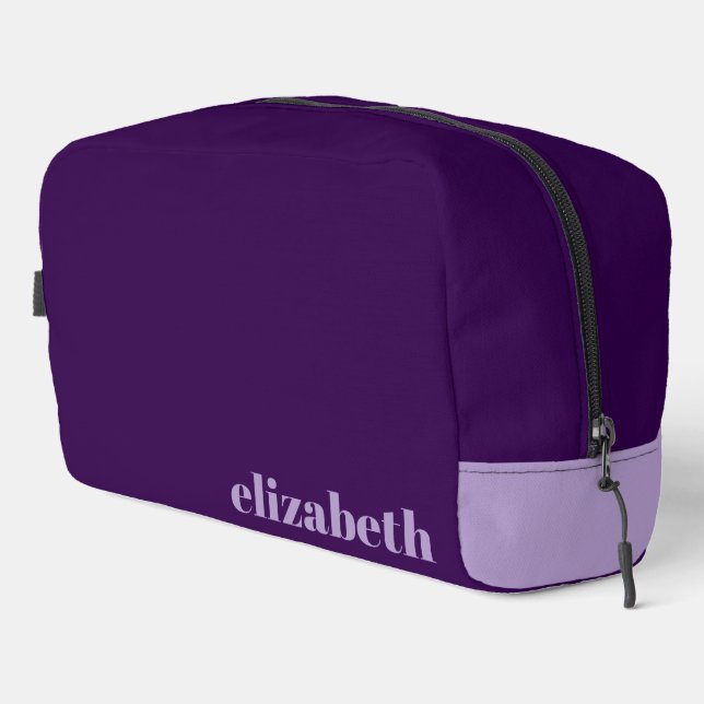 Trousse De Toilette Violet foncé avec nom violet pâle (Coin droit)