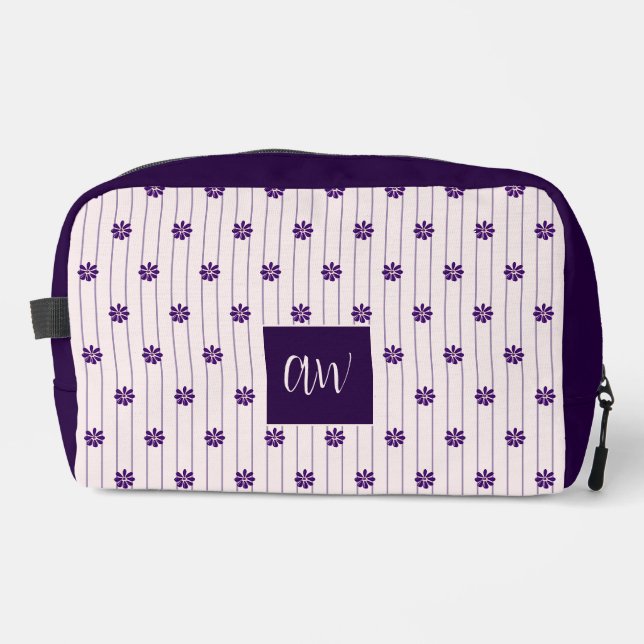 Trousse De Toilette Vos Initiales Violet & Broussailles Fleurs violett (Recto)