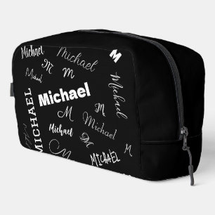 Trousse De Toilette Votre nom et monogramme motif personnalisé noir