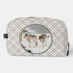 Trousse De Toilette Wolves Winter Snow Painting Art original de la fau
