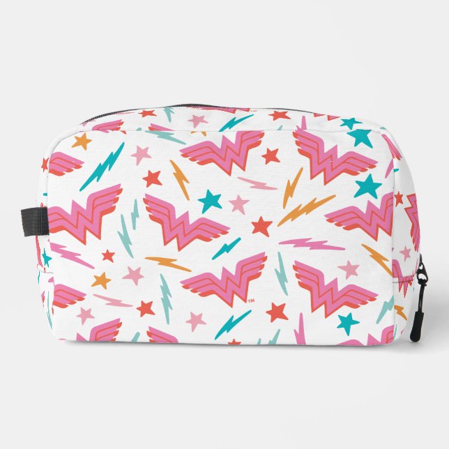 Trousse De Toilette Wonder Woman Logo Rose et Motif Éclair (Recto)