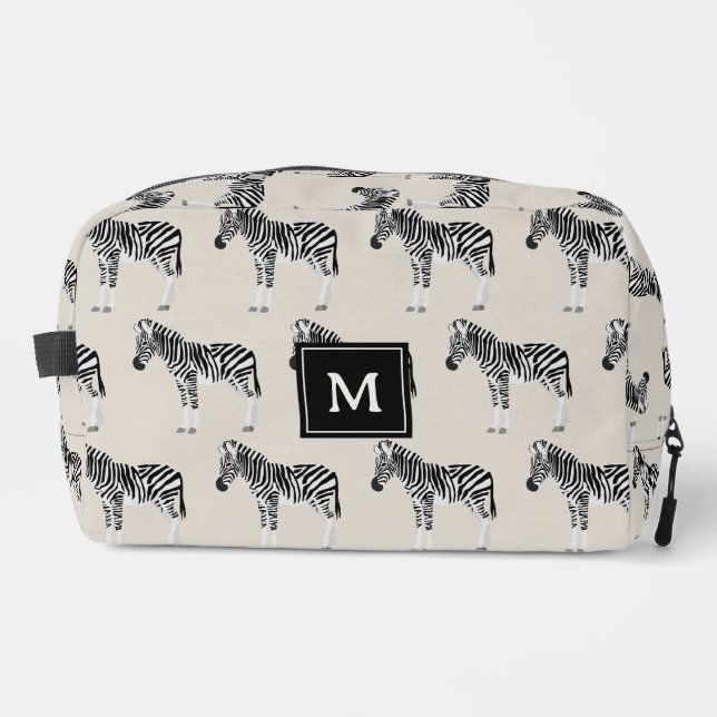Trousse De Toilette Zebra Exotic Animal Motif Beige Monogramme (Recto)