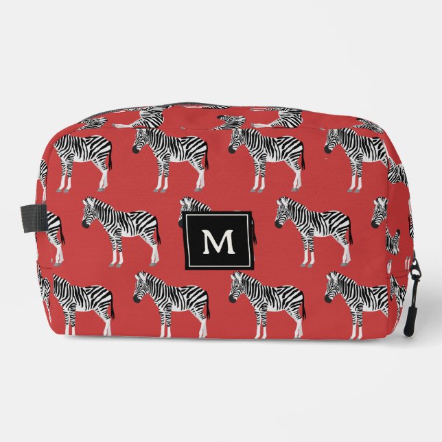 Trousse De Toilette Zebra Exotic Animal Motif Deep Red Monogram (Recto)