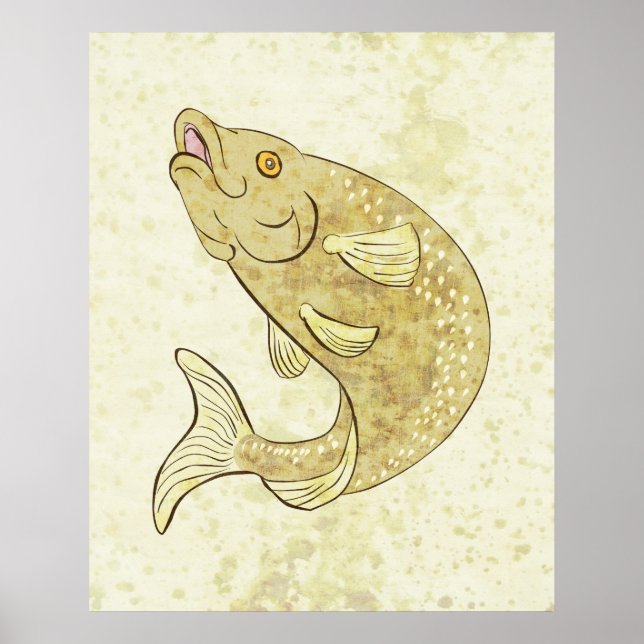Trout fish jumping poster (Devant)