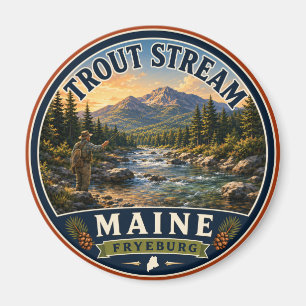 Trout Stream Fryeburg Maine Aimant Rond