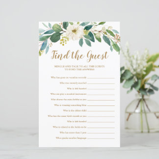 Trouver le jeu de Baby shower invité | Verdure