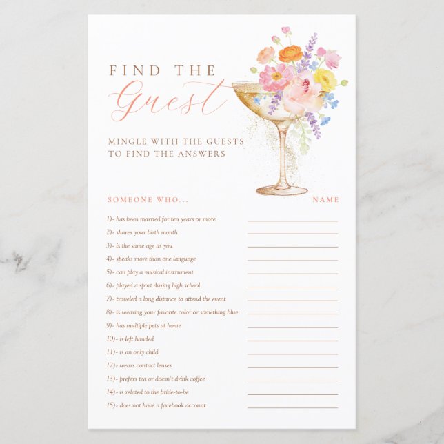 Trouver l'invité à la fête de mariage Petals & Pro (Devant)