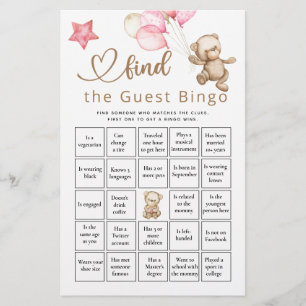 Trouver L'Invité Bingo Bear Baby shower Jeu