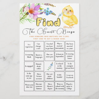 Trouver L'Invité Bingo Little Chick Baby shower Je