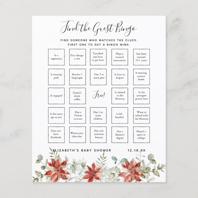Trouvez le Bingo Invité | Jeu de Baby Shower (Devant)