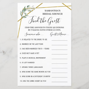 Trouvez le jeu bilingue douche nuptiale invité