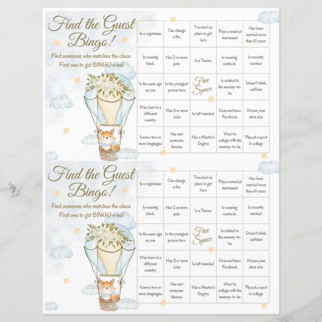 Trouvez le jeu de Baby shower de Bingo invité (Devant)