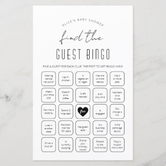 Trouvez le jeu de Baby shower de Bingo invité