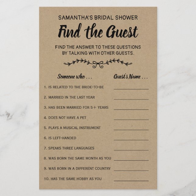 Trouvez l'invité anglais espagnol nuptiale jeu de  (Devant)