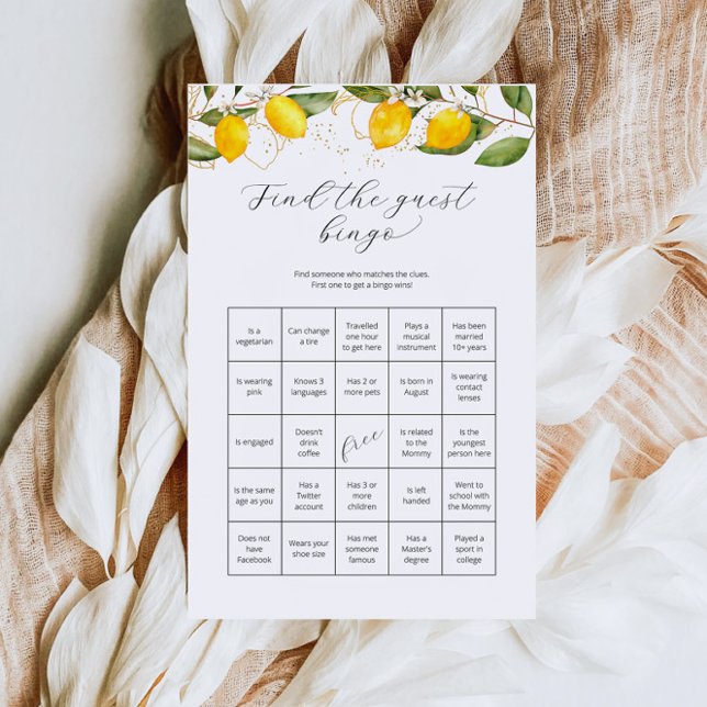 Trouvez L'Invité Bingo Lemon Citrus Baby shower Je (Créateur téléchargé)