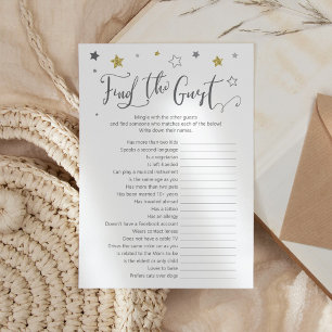 "Trouvez l'invité" Gray Gold White Baby shower Jeu