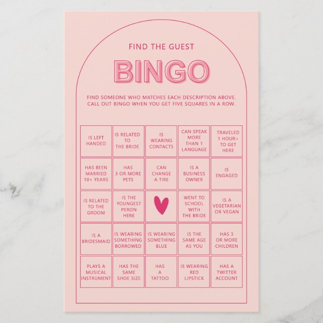 Trouvez minimaliste trouver l'invité bingo nuptial (Devant)